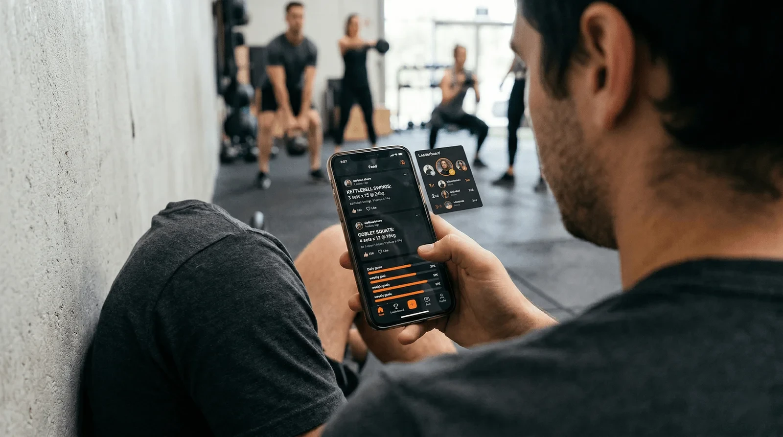 PurGrit community features with challenges, leaderboards, and shareable workout cards